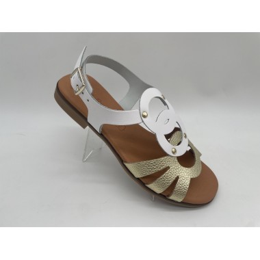 SANDALIA EVA F. COMB. BLANCO-ORO