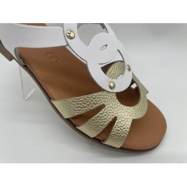 SANDALIA EVA F. COMB. BLANCO-ORO