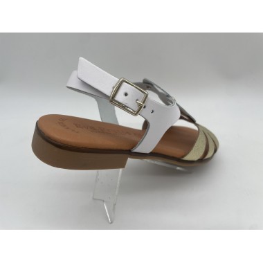 SANDALIA EVA F. COMB. BLANCO-ORO