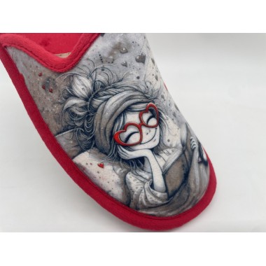 ZAPATILLA BIORELAX GAFAS BEIGE-ROJO