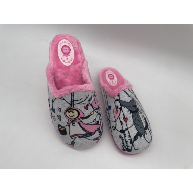 ZAPATILLA ALCALDE CAPERUCITA GRIS-ROSA