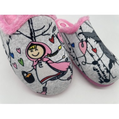 ZAPATILLA ALCALDE CAPERUCITA GRIS-ROSA